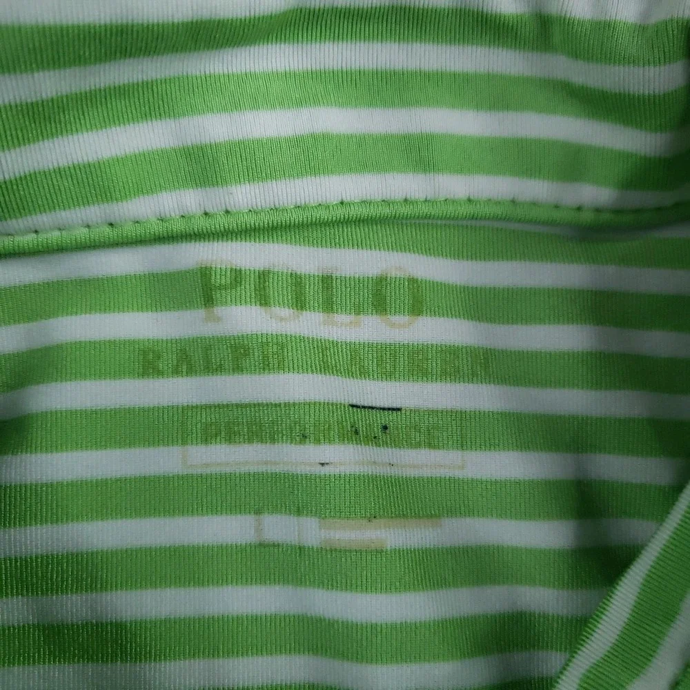 Polo Ralph Lauren Polo Shirt Mens Large Green Striped Short Sleeve Golf Tennis